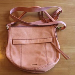 Fossil Pink Genuine Leather Crossbody Purse Bag